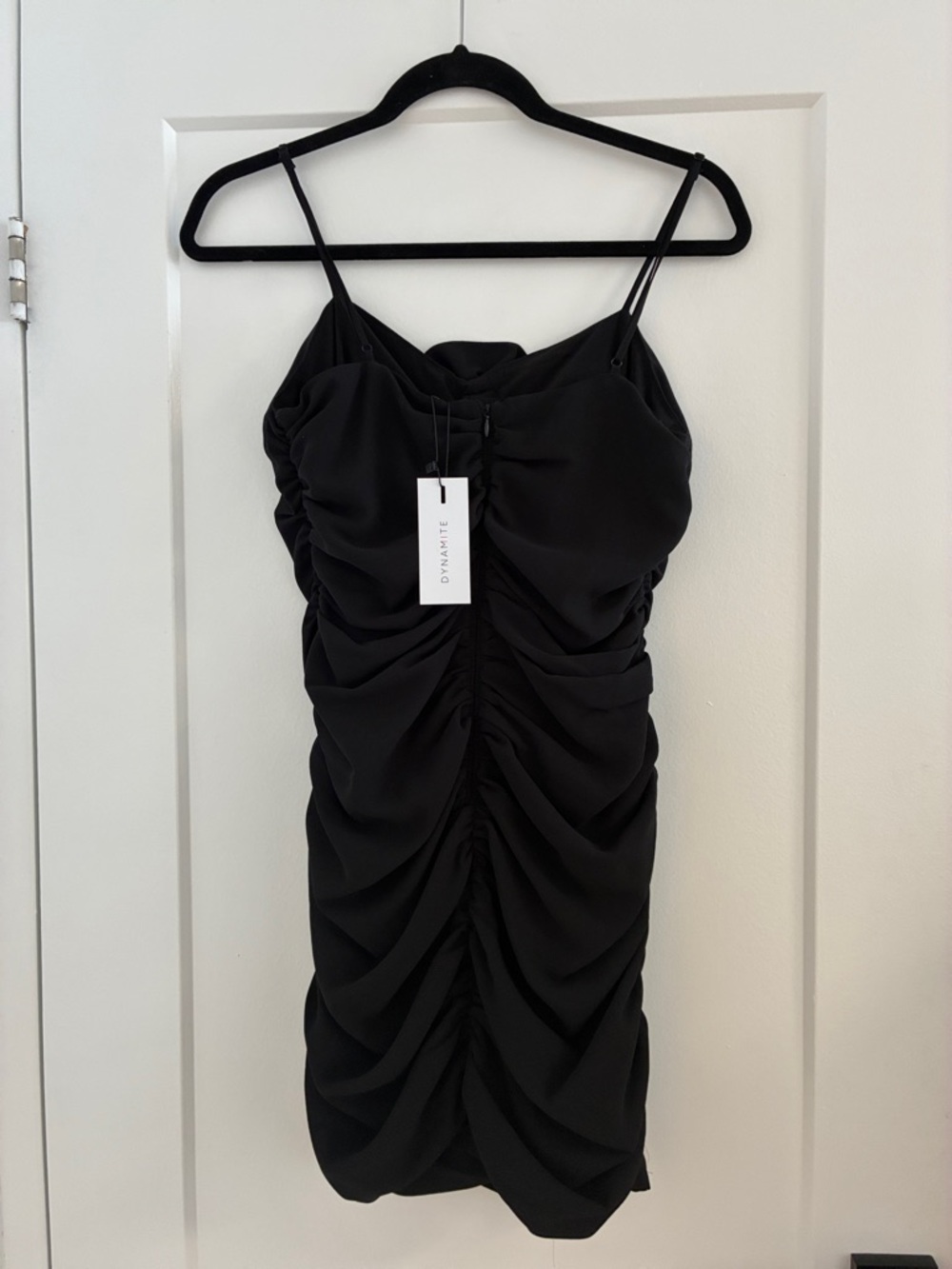 NWT DYNAMITE RUCHED DRESS WITH ROSETTE - Picture 3 of 4